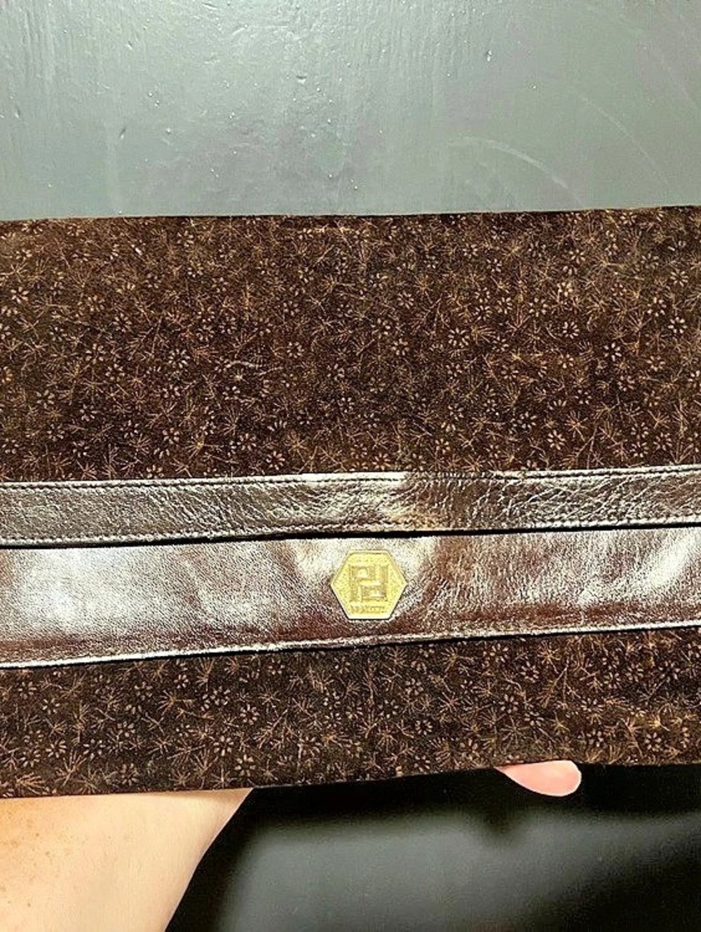 Fendi Vintage Floral Clutch in Brown & Black